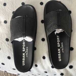J/SLIDES Black Slide Sandals